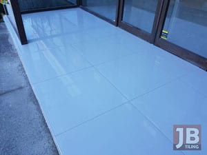 Exterior tiled in a commercial building in South Auckland.